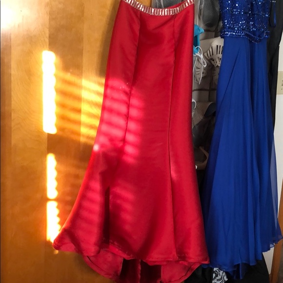 Rachel Allan red two piece mermaid prom dress. - Picture 8 of 8